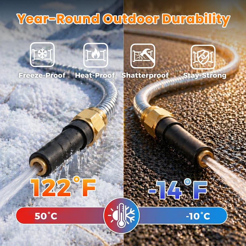 Rosy Earth Metal Garden Hose 25 FT - 304 Stainless Steel Water Hose - size: 25FT