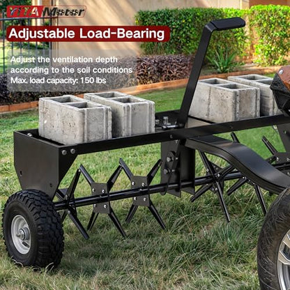 YITAMOTOR 48" Tow Behind Lawn Aerator, 32 Steel Tines Rolling Lawn Aerator