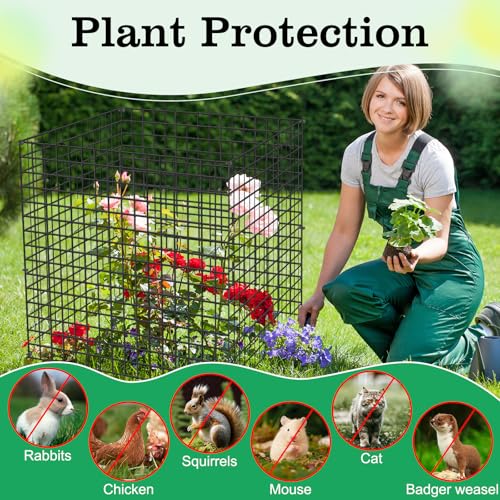4 Packs Wire Plant Protectors,15.7" X 15.7" Wire Mesh Plant Protector cage,DIY Garden and Vegetable Protectors,Plant Cage to Protect Plants from Animals