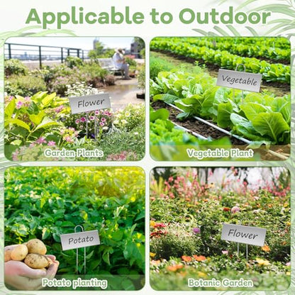 WSICSE 50-Pack Metal Plant Labels, 10.6 in Garden Markers with Pen, Silver - color: Silver