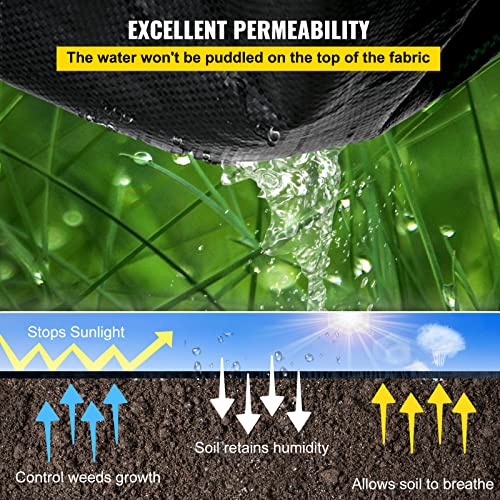 Happybuy 6FTx300FT Premium Weed Barrier Landscape Fabric Heavy Duty 3OZ, Woven Weed Control Fabric, Good Permeability for Weed Block Gardening Mat, Driveway Fabric, Landscaping Fabric, Ground Cover - size: 6FTx300FT-3OZ