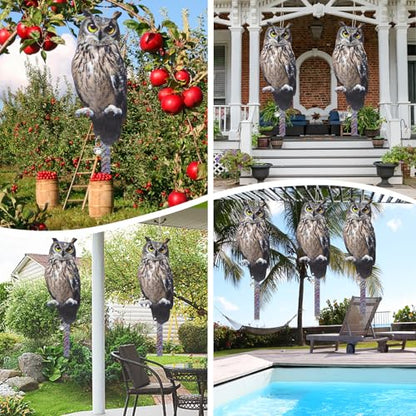 3PCS Flat Hanging Fake Owl to Scare Pigeon Away from Patio - color: Grey Owl 3pcs