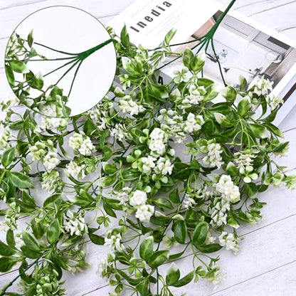 Waipfaru 4pcs Fake Hanging Plants, Faux Ivy Fake Vines Greenery - color: White Flowers, size: 4Pcs Plants