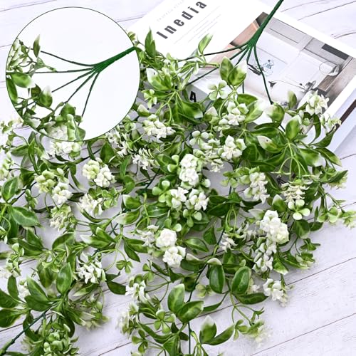 Waipfaru 8Pcs Fake Hanging Plants, Faux Ivy Fake Vines Greenery - color: White Flowers, size: 8Pcs Plants