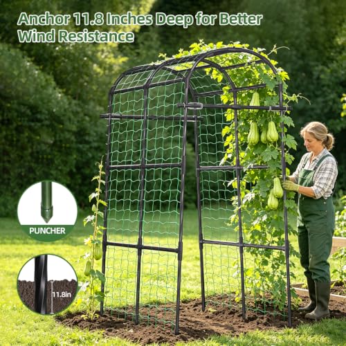 Extra Wide Garden Arch Trellis,71×64×83 in Metal Plant Climbing Support - size: 71"L x 64"W x 83"H