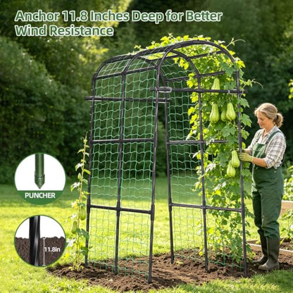 Extra Wide Garden Arch Trellis,71×64×83 in Metal Plant Climbing Support - size: 71"L x 64"W x 83"H