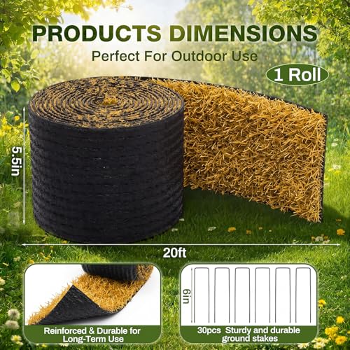 Nuanchu 5.5 in x 20 ft Recycled Rubber Walkway, Brown Rubber Mulch Mat Roll - color: Brown, size: 5.5 in x 20 ft