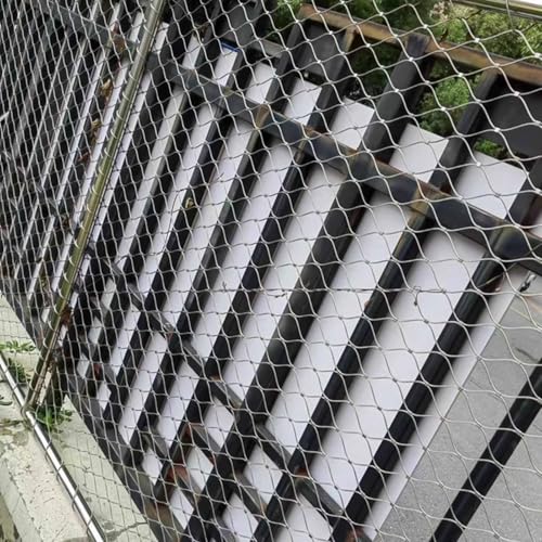 VXHCS Hardware Cloth Wire Mesh Roll, 304 Stainless Steel Rope Wire Mesh 3.3x6.6ft Plant Climbing net, 5cm/2mm Chicken Wire Fence Roll, Tree Guard, Critter Fence, Mesh for Cage Fence, Balcony, Stair - color: 5cm/2mm, size: 3.3'x6.6'