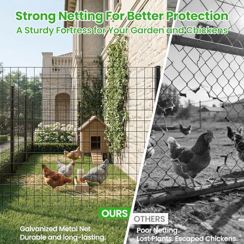 DoCred Welded Wire Fence 35.4inx 50ft, PVC Anti-Rust Coated Metal Wire Mesh - color: Black, size: 35.4Inch x 50FT