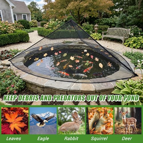 10 x 14 ft Pond Cover Dome Net with Frame for Outdoor Koi Pond - size: 10x14x4.5ft
