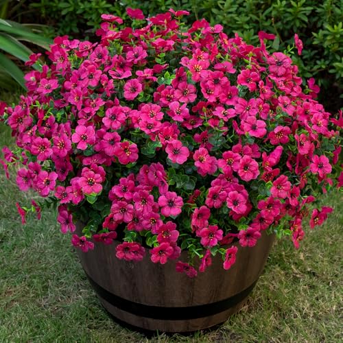 20 Bundles Artificial Flowers for Outdoor, Fake Plants Spring Decor RoseRed - color: Rose Red