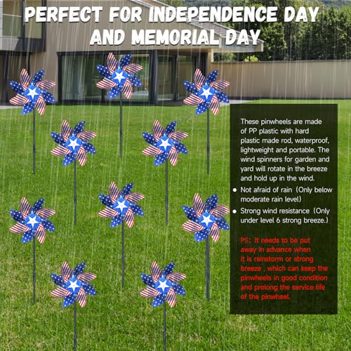 10 PCS Reflective Pinwheels for Yard and Garden Bird Devices Pre-Installed Sparkly Wind Spinner Deterrent to Scare Birds Away from Yard Patio Farm (Red&White&Blue) - color: Red&white&blue