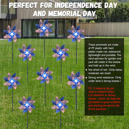10 PCS Reflective Pinwheels for Yard and Garden Bird Devices Pre-Installed Sparkly Wind Spinner Deterrent to Scare Birds Away from Yard Patio Farm (Red&White&Blue) - color: Red&white&blue