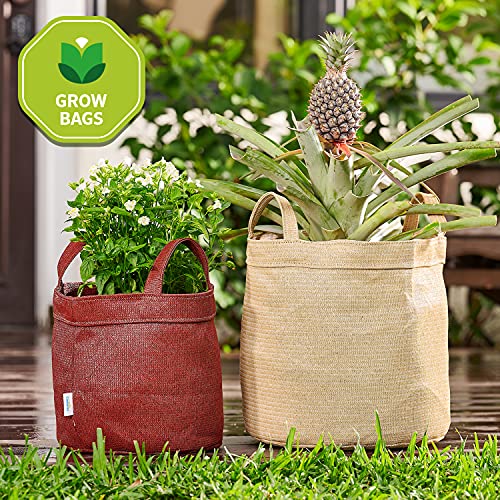 Coolaroo 4-Pack 5 Gallon Heavy Duty Plant/Vegetable/Herb/Fruit Breathable Fabric Grow Planter Pot Bags with Handles, Desert Sand - color: Desert Sand, size: 4 Pack, style: 5 Gallon