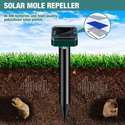 28 Pcs Solar Mole Repellent Ultrasonic Outdoor Deterrent Spikes,Square - color: Square