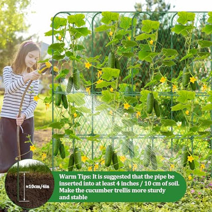 Cucumber Trellis for Raised Bed 5.4x5.5ft U-Shape Adjust Metal Garden Trellis for Climbing Plants Outdoor with Climbing Net Vegetable Arch Trellises Support Plant for Tomato Pea Fruit Squash Trellises - size: 1pack 66 x 65 Inch