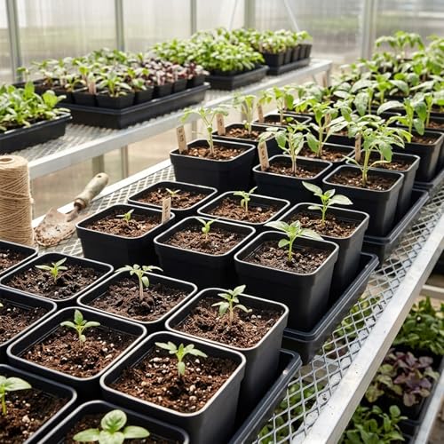 50 Packs Square Nursery Pots for Plants 4 Inch Seedling Pots - size: 4 Inch