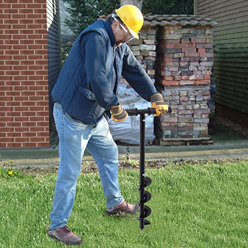 Manual Garden Hole Digging Drill Bit 4"x24" Hand Post Hole Digger with Non-Slip Handle Spiral Drill Planter for Flower, Tree, Seedlings, Deep Cultivating - style: 4"x24"Bit