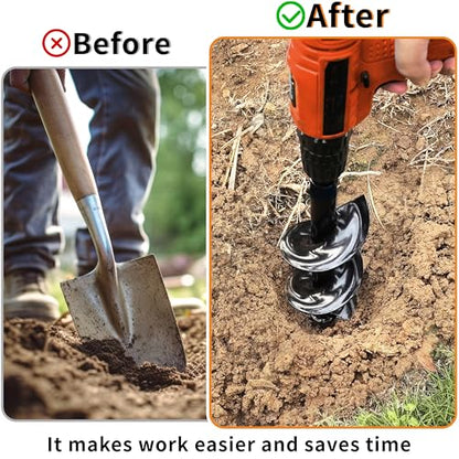 TCBWFY Auger Drill Bit for Planting, 4" x 16" Post Hole Digger, Heavy-Duty Garden Auger Spiral Drill Bit & Bulb Planter Tool Fits 3/8" Hex Drive Drill - size: 4"x16"