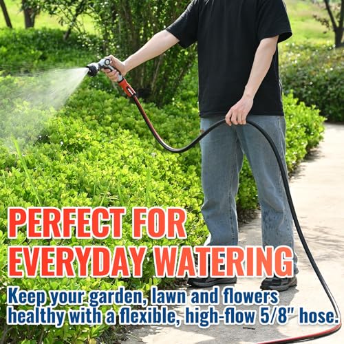 YAMATIC 100ft Garden Hose 5/8in I.D. with 360° Swivel Brass Handle - size: 100' feet