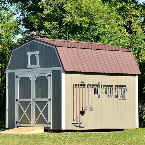 LEYU Metal Garage Tool Organizer Wall Mount, 2 Pack Garden Tool Organizer With Extension Cord Straps, Garage Organization Hooks and Hangers for Shed, Yard Storage, Wall Holder for Hanging Broom Mop