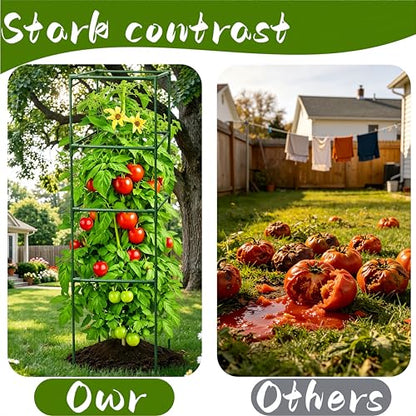 3 Pack Square Tomato Cages for Garden, 42 Inch Tall Heavy Duty Metal Tomato Plant Support Trellis, Adjustable Large Tomato Stakes for Outdoor Pots Climbing Plants, Vegetables, Cucumber - size: 42Inch