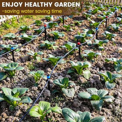 110FT Quick-Connect Drip Irrigation Kit, Garden Watering System DIY Automatic Irrigation Equipment Set for Lawn Raised Bed Greenhouse Plant Watering with 1/4'' Tubing, Drip Emitters, Connectors - size: 110FT Quick-Connect