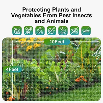 Garden Netting Pest Barrier: 4'x10' Fine Bug Netting - size: 4'x10'