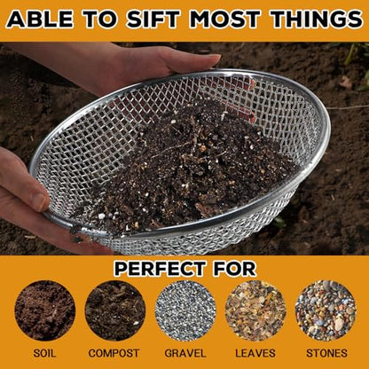 Sifter.Size 3/8" Mesh Soil Sifter Sieve - Heavy Duty Galvanized Screen for Compost, Dirt, Rocks, Gravel & Garden - Fits 5 Gallon Bucket, Rust-Resistant - Composting & Sifting Tool - style: 3/8 In