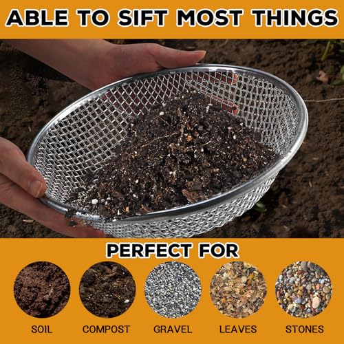 Sifter.Size 1/4" Mesh Soil Sifter Sieve - Heavy Duty Galvanized Screen for Compost, Dirt, Rocks, Gravel & Garden - Fits 5 Gallon Bucket, Rust-Resistant - Composting & Sifting Tool - style: 1/4 In