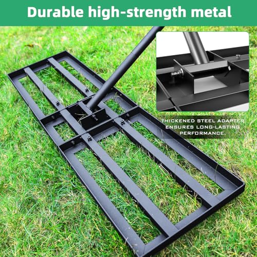 Lawn Leveling Rake Soil Leveler - 36 x10 Inch Stainless Steel Yard Lawn Leveling Tool 6.5FT Handle, Heavy Duty Professional Grade Tool for Dirt Sand Grass Soil for Garden Golf Course Backyard Black