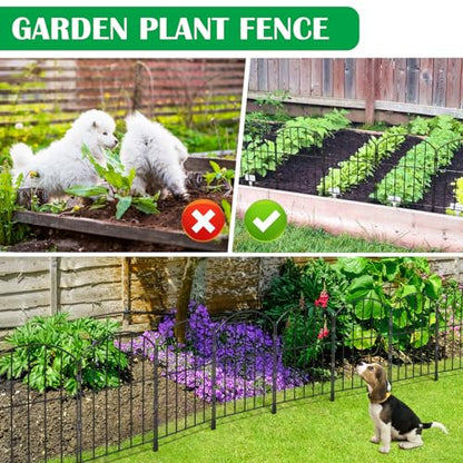 VANCASTLE Decorative Garden Fence 25 Panels, Total 26ft (L) x 24in (H) Rustproof Metal Wire Fencing Border Animal Barrier, Flower Edging for Landscape Patio Yard Outdoor Decor, Arched - style: 25 Pack