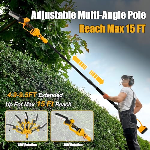 2-in-1 6" Pole Saw for Dewalt 20V MAX Battery 8.5 FT Extension