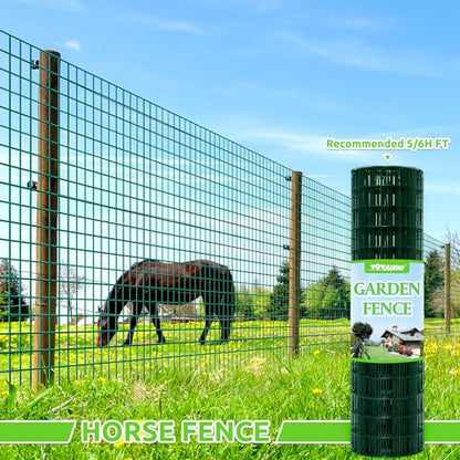 Green PVC Coated Welded Wire Fencing,2"x3" 16 Gauge,48inch H x 100ft L Garden Wire Fence Roll,2/3/4/5/6ft Tall x 50/100 ft Long Hardware Cloth Metal Mesh for Yard,Farm,Chicken,Dog,Vegetable Protection - color: Green, size: 2"x3" 48inx100ft