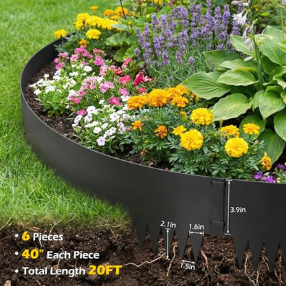 Dyna-Living 20FT Galvanized Steel Landscape Edging 40 x 6 Inch Metal Edging - size: 6 inch