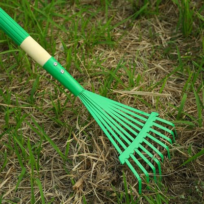 Kids Rakes with Hardwood Handle - Metal Kids Leaves Rakes, 28" Child Size Lawn Rakes with Vibrant Green Heads, Garden Tool Set for Kids Boys and Girls - color: Green