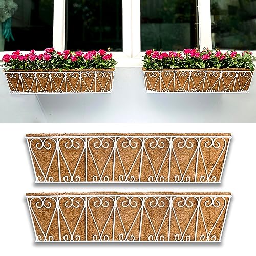 LaLaGreen Hanging Wall Planter (30 in, 2 Pack) White Coco Liner Boxes - size: 30" (76cm) x 2 Pack