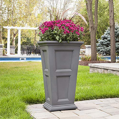 Mayne Fairfield 28in Self-Watering Tall Square Planter, Graphite Grey - color: Graphite Grey