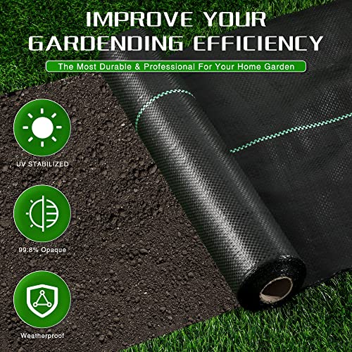 Weed Barrier Landscape Fabric Heavy Duty, 2.6FT x 200FT Thicken Garden Blocker Fabric Weed Mats, Weed Control Garden Cloth, Woven Geotextile Fabric for Garden Beds, Underlayment, Commercial Driveway - color: 2.6X200FT