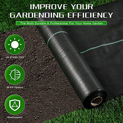 4FT x 100FT Weed Barrier Landscape Fabric Heavy Duty, Thicken Garden Fabric Weed Mats, Weed Control Garden Cloth, Woven Geotextile Fabric for Garden Beds, Underlayment, Commercial Driveway - color: 4X100FT