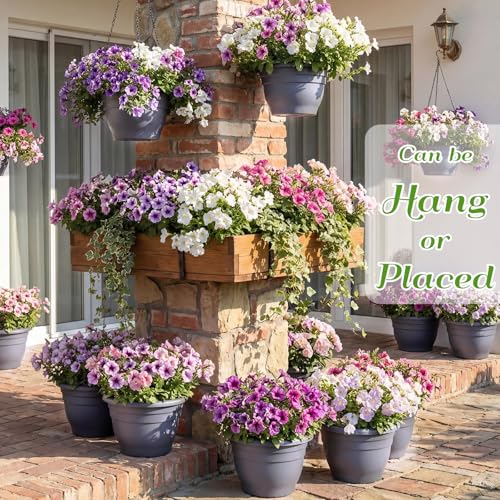 20 Pack Hanging Planter Basket 10 Inch with Drainage Tray - color: Gray, size: 10 Inch