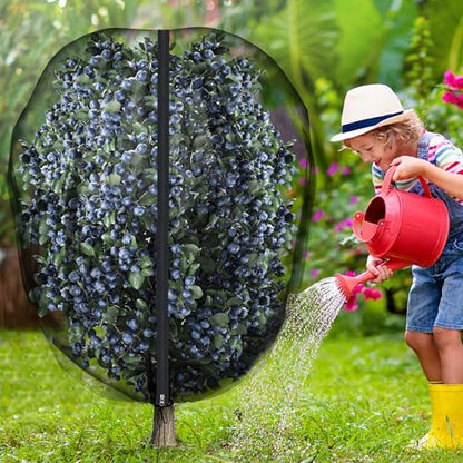 5.3 x 5.3 Ft Black Large Fruit Tree Netting with Zipper and Drawstring, Breathable Mesh Garden Bird Netting Plant Cover, Insect Bird Barrier Net Mesh for Protect Fruits Plants from Squirrel Bugs - size: 5.3 x 5.3 Ft