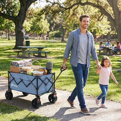 Sekey 250L Beach Wagon, 400 lb Capacity, Foldable, All-Terrain Wheels - color: Blue