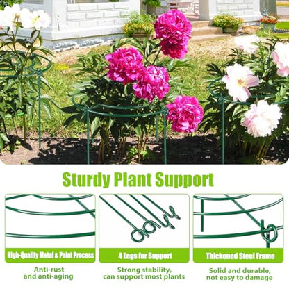 8 Pack Peony Cages and Supports, 11.5" Dx16 H Metal Plant Supports - size: 11.5" Wx16" H-8 Pack