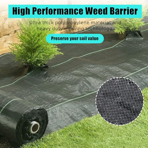 4ft x 250ft, 5oz Heavy Duty Weed Barrier Landscape Fabric - Woven Ground Cover - Superior Weed Control, High Permeability, Durable & Eco-Friendly Mulch Mat for Garden, Driveway, Flower Bed - Black