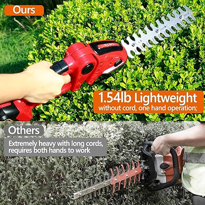 Hedge Trimmer Cordless 2 in 1 Handheld Grass Shears Mini Shrubbery Grass Cutter Electric Brush with Battery and Charger (Mordern)
