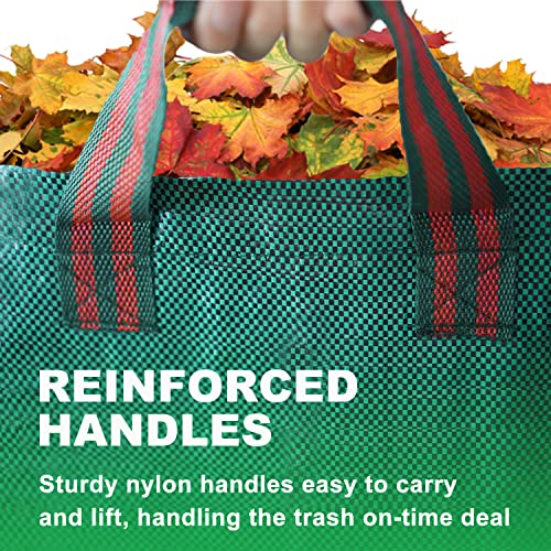 Hugeleaf 3 Pack 72 Gallon Reusable Yard Waste Bags, Collapsible Leaf Bags