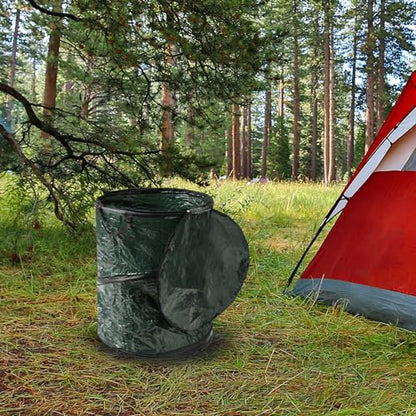 Wakeman Pop Up Outdoor Garbage Can, Black, 29.5 Gallon - color: Green, size: 29.5-Gallon