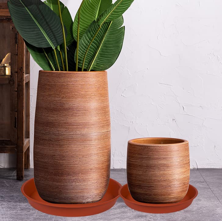 4 Pack of 18 19 inch Plant Saucer, Deep Heavy Duty Plastic Saucer 18" Round, Plant Tray for Pots, Plant Saucers for Indoors, Plant Trays for Planter 17-20" (19 inch, Terracotta) - size: 19" (4 pack)