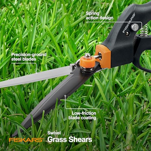 Fiskars 5" Swivel Grass Shears, Handheld Grass Clippers for Lawn & Garden - style: Rotating - Shear Ease